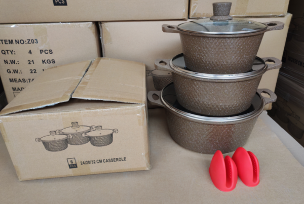 SN24 6 pcs Small Diamon Dia-casting Cookware Set 24/28/32cm Casserole Small Bulk Wholesale Customized LOGO - Image 4