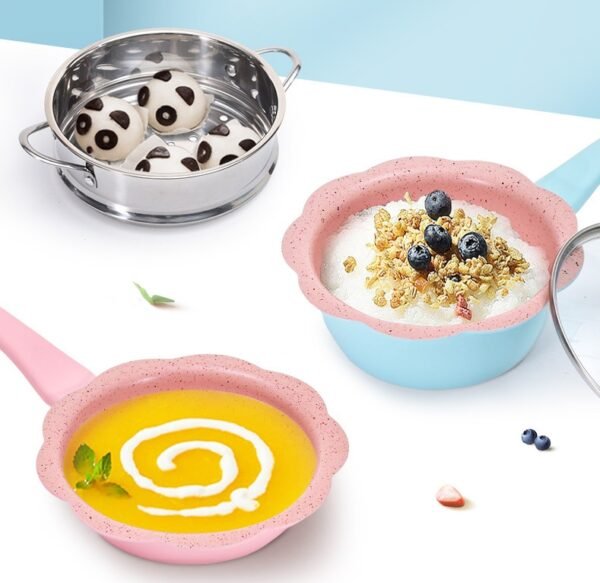 LH-1  Baby Food  4 pcs Cookware Set with Steamer  Small Bulk Wholesale Customized LOGO - Image 7