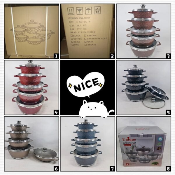 YF10  Hammering mark 10 pcs cookware set