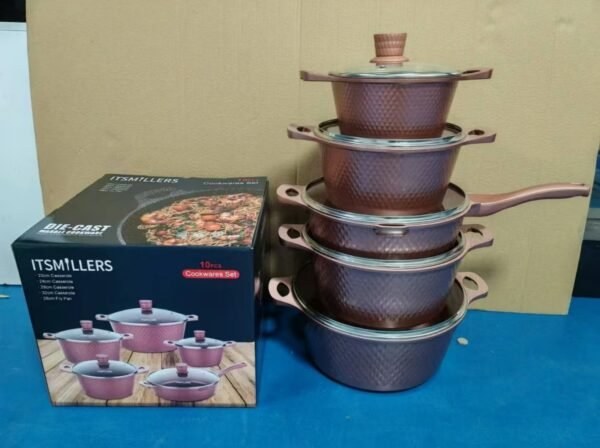 SN-14  Small diamond 10 pcs cookware set - Image 2